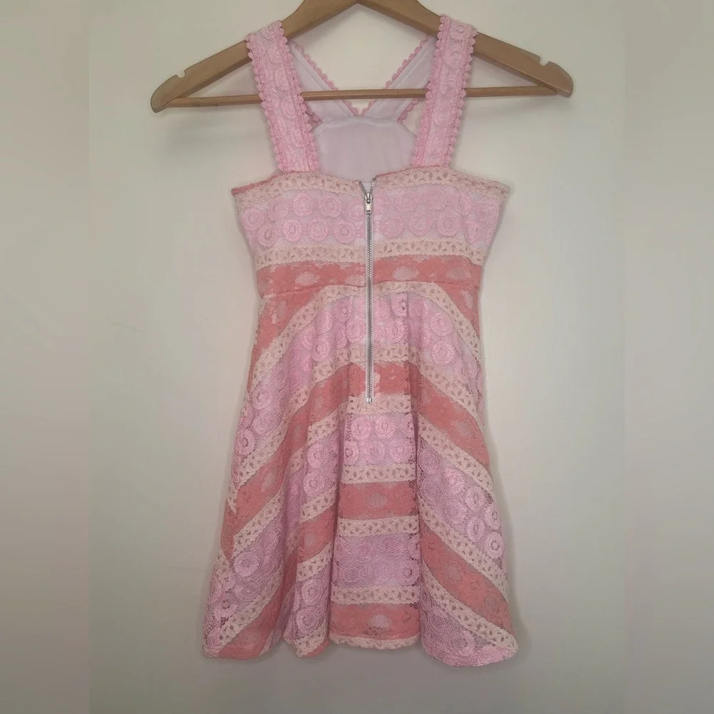 Girls Pink Lace Easter Dress Fit & Flare Party Spring Floral Size S (6/7)